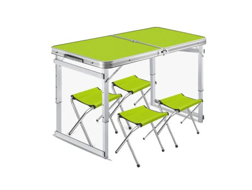 Посилений розкладний стіл + 4 стільці для пікніка та туризму Зелений