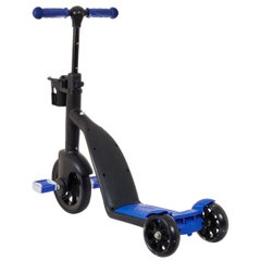 Дитячий велобіг самокат велосипед 3 в 1 Best Scooter з LED підсвічуванням Синій