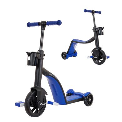 Детский велобег самокат велосипед 3 в 1 Best Scooter с LED подсветкой Синий