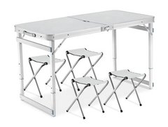 Усиленный раскладной стол + 4 стула для пикника и туризма Белый