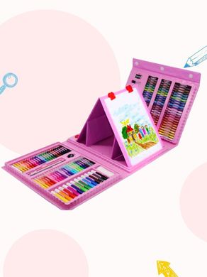 Набор для рисования с мольбертом в чемоданчике Art Set розовый (208 предметов)