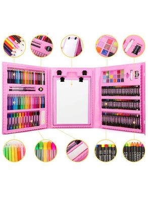 Набор для рисования с мольбертом в чемоданчике Art Set розовый (208 предметов)