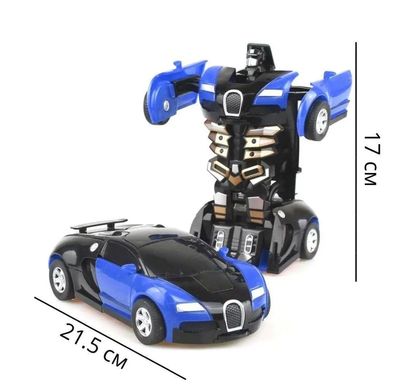 Машинка трансформер на радиоуправлении с пультом 14х13х14 см Autobots Bugatti 689-329 Синяя