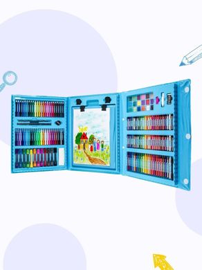 Набор для рисования с мольбертом в чемоданчике Art Set голубой (208 предметов)