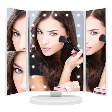 Потрійне дзеркало для макіяжу LED Mirror з підсвічуванням Чорне