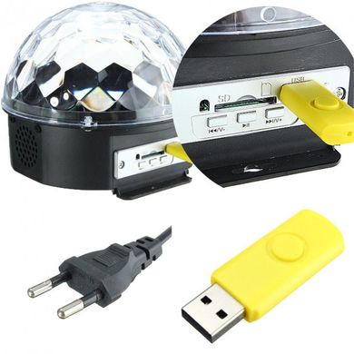 Диско шар светодиодный Bluetooth колонка MP3 LED проектор Crystall Magic ball light с пультом и флешкой Original