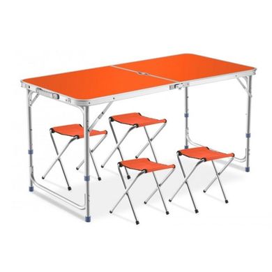 Раскладной туристический стол + 4 стула для пикника и туризма Оранжевый