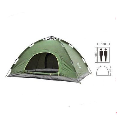 Палатка автоматическая 2-х местная туристическая 200х150 см, водонепроницаемая Зеленая