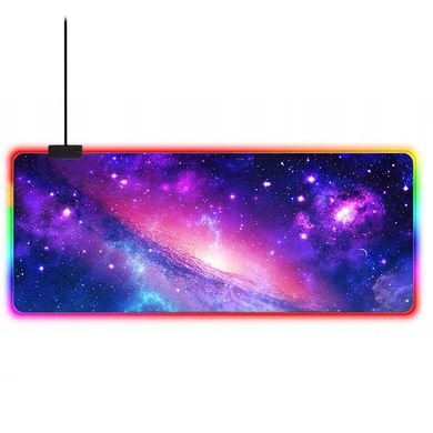 Игровая антискользящая поверхность MousePad c RGB подсветкой 12 цветов и водоотталкивающим покрытием Бескрайняя Галактика | Infinite Galaxy | 400*900*4 мм