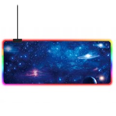 Ігрова антиковзаюча поверхня MousePad з RGB підсвічуванням 12 кольорів та водовідштовхуючим покриттям Відкритий космос | Open Space | 400*900*4 мм