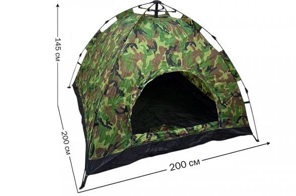Палатка автоматическая 4-х местная туристическая 200х200 см, водонепроницаемая Камуфляж (хакки)