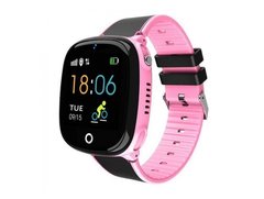 Детские умные GPS-часы Smart Baby Watch HW11 GPS водонепроницаемые Черно-розовые