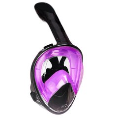 Полнолицевая маска для плавания, для снорклинга Aolais S/M черно-фиолетовая