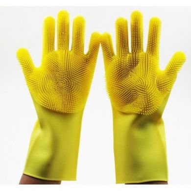 Силіконові рукавички для миття посуду жовті