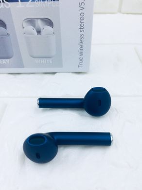Беспроводные сенсорные наушники темно-синие i12 TWS Pods dark blue