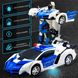 Машинка робот трансформер на радіокеруванні з пультом та вбудованим акумулятором Автобот Lamborghini Robot Car Police Розмір 1:18 Біло-синя
