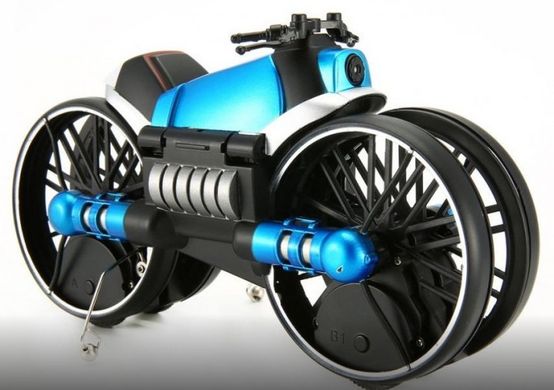Детский квадрокоптер-трансформер дрон-мотоцикл с браслетом управления от руки QY Leap Speed QY66D08 2 в 1 Синий