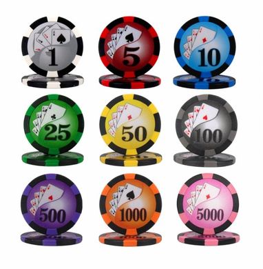 Набор для игры в покер 500 номинальных фишек в кейсе