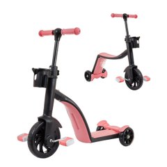 Дитячий велобіг самокат велосипед 3 в 1 Best Scooter з LED підсвічуванням Рожевий