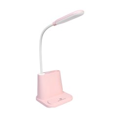 Бездротова лампа Desk Lamp із акумулятором Рожева | USB + утримувач | 1200 Mah