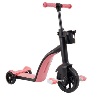 Детский велобег самокат велосипед 3 в 1 Best Scooter с LED подсветкой Розовый